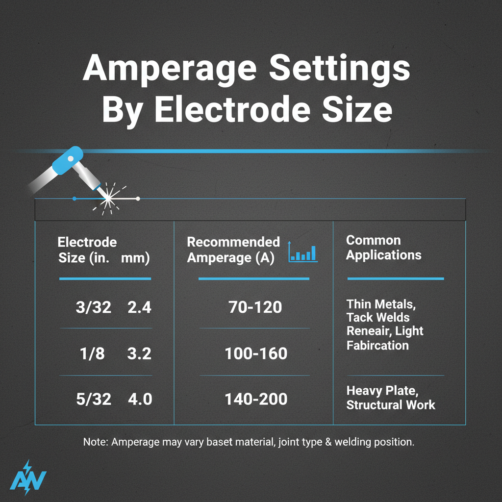 Welding Settings for Stick Welding: That Every Welder Need to Know 4 Amperage Settings by Electrode Size