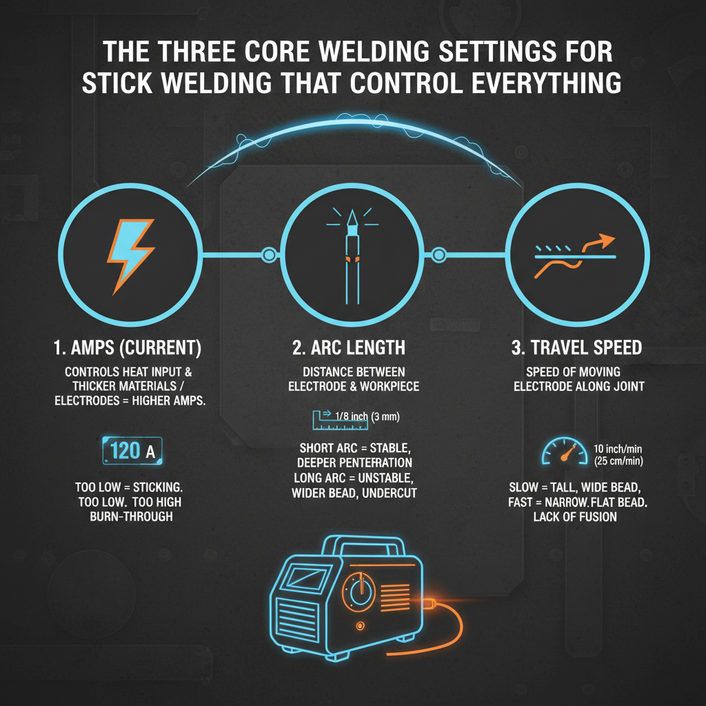 Welding Settings for Stick Welding: That Every Welder Need to Know 3 The Three Core Welding Settings for Stick Welding That Control Everything