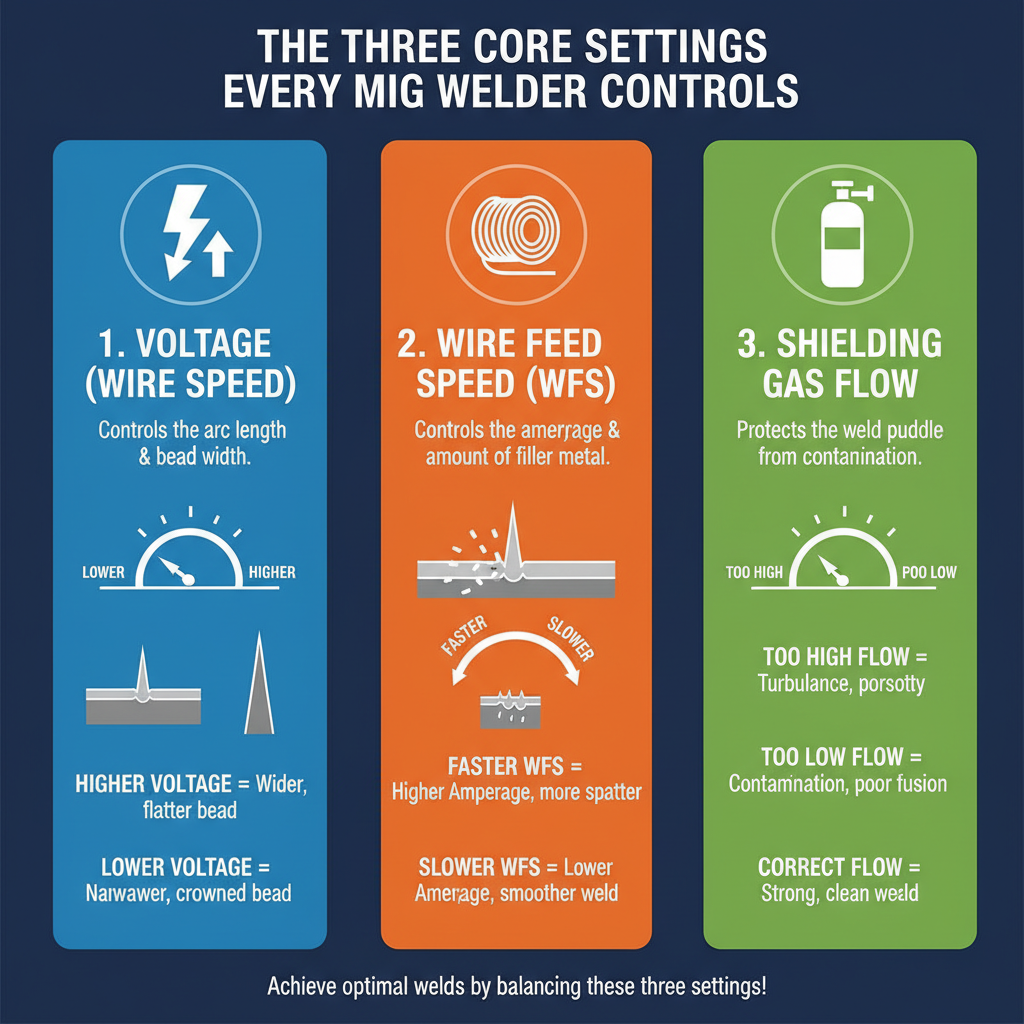 The Three Core Settings Every MIG Welder Controls