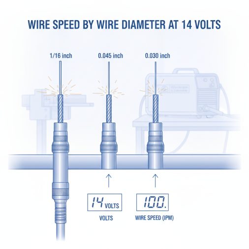 Wire Speed by Wire Diameter at 14 Volts